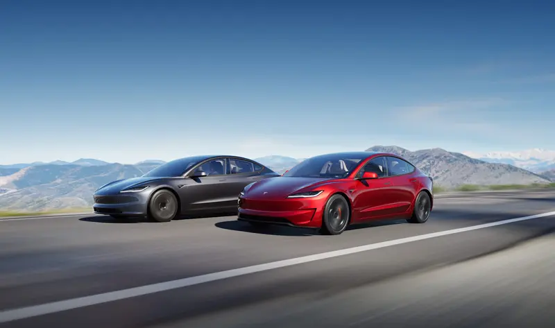 ภาพรถ Tesla Model 3 ของแท้จากสื่อทางการของผู้ผลิต ใช้ประกอบการเลือกไซซ์ยางให้ตรงรุ่น